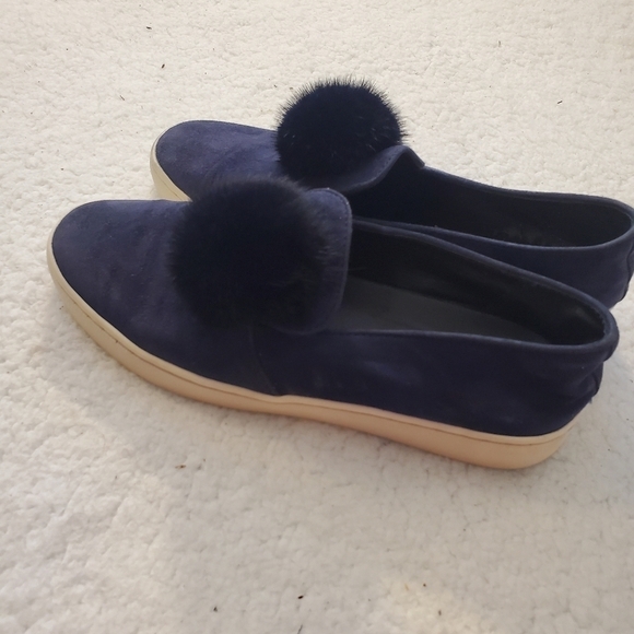 Michael Kors Collection Eddy Pom-Pom Suede Slip-On Sneakers Navy Size 6.5 US - Picture 9 of 16